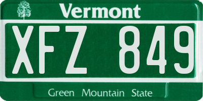 VT license plate XFZ849