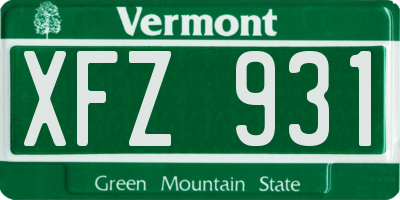 VT license plate XFZ931