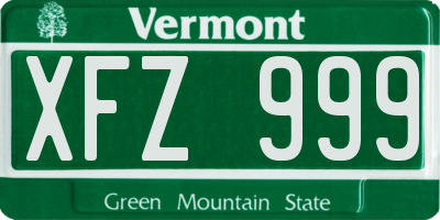 VT license plate XFZ999