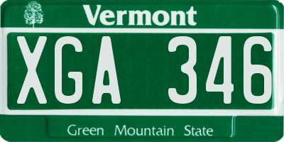 VT license plate XGA346