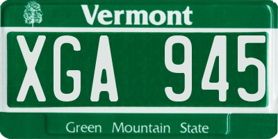 VT license plate XGA945