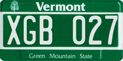 VT license plate XGB027