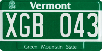 VT license plate XGB043