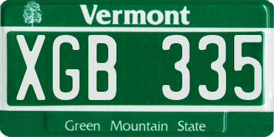 VT license plate XGB335