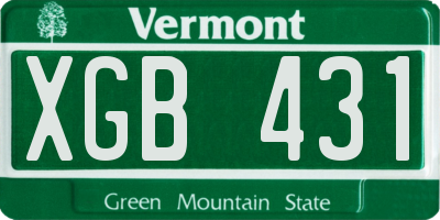 VT license plate XGB431