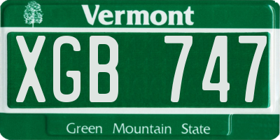 VT license plate XGB747