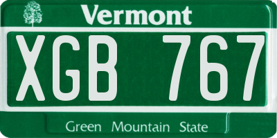 VT license plate XGB767