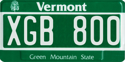 VT license plate XGB800