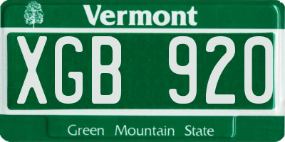 VT license plate XGB920