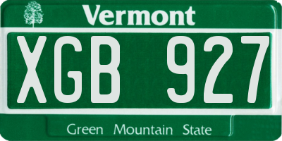 VT license plate XGB927