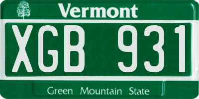 VT license plate XGB931