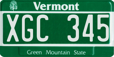 VT license plate XGC345