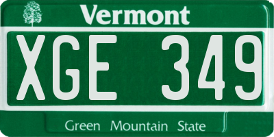 VT license plate XGE349