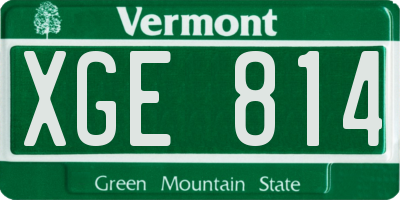 VT license plate XGE814