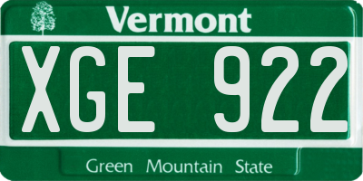 VT license plate XGE922