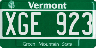 VT license plate XGE923