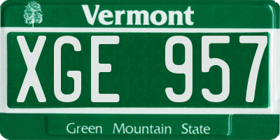 VT license plate XGE957