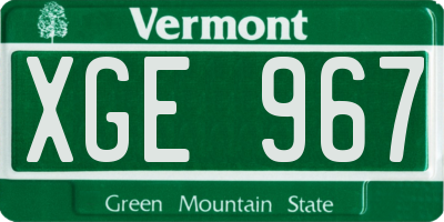 VT license plate XGE967