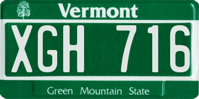 VT license plate XGH716
