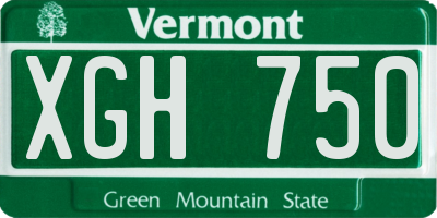 VT license plate XGH750