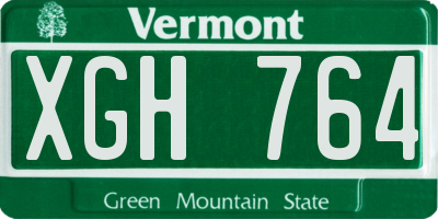 VT license plate XGH764