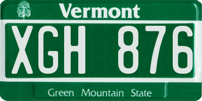 VT license plate XGH876