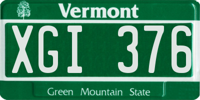 VT license plate XGI376