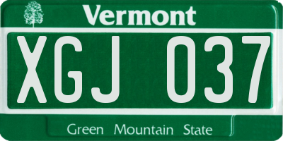 VT license plate XGJ037