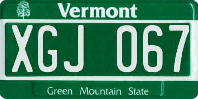 VT license plate XGJ067