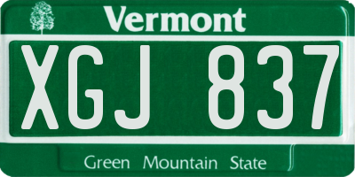 VT license plate XGJ837