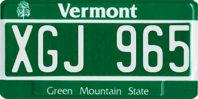 VT license plate XGJ965