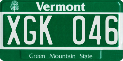 VT license plate XGK046