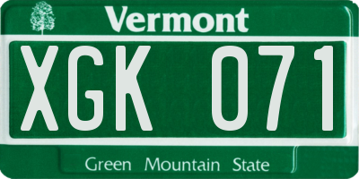 VT license plate XGK071