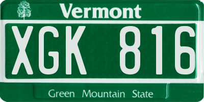 VT license plate XGK816