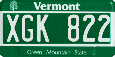 VT license plate XGK822