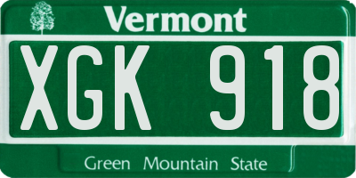 VT license plate XGK918