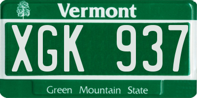 VT license plate XGK937