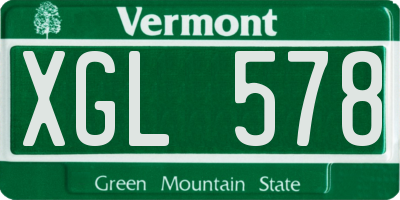 VT license plate XGL578