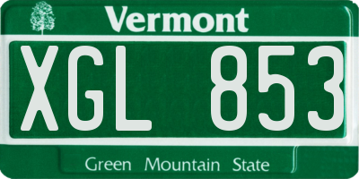 VT license plate XGL853