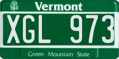 VT license plate XGL973