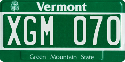 VT license plate XGM070