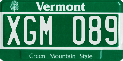 VT license plate XGM089