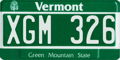 VT license plate XGM326