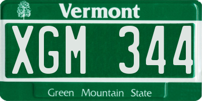 VT license plate XGM344
