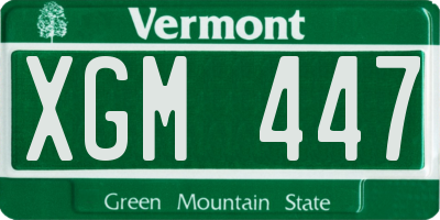 VT license plate XGM447