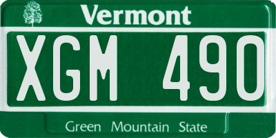 VT license plate XGM490