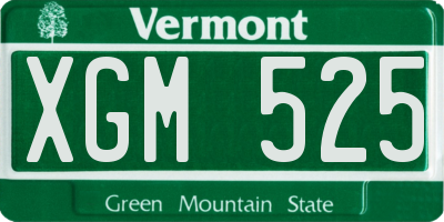 VT license plate XGM525