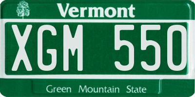 VT license plate XGM550