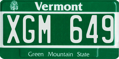 VT license plate XGM649