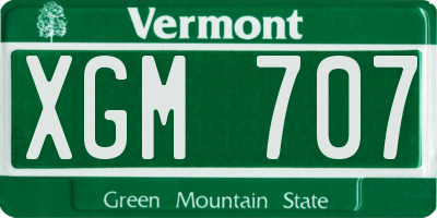 VT license plate XGM707